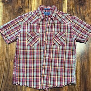 Pendleton Red, Yellow, and Blue Casual Button Down Shirt Plaid Design
